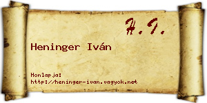Heninger Iván névjegykártya
