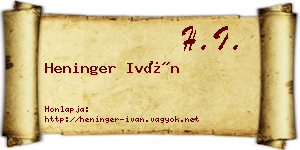 Heninger Iván névjegykártya